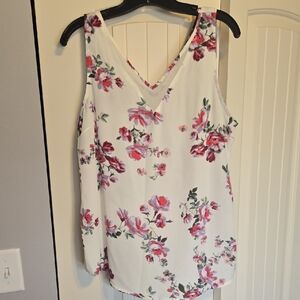 Maurices Floral Tank Top - White and Pink